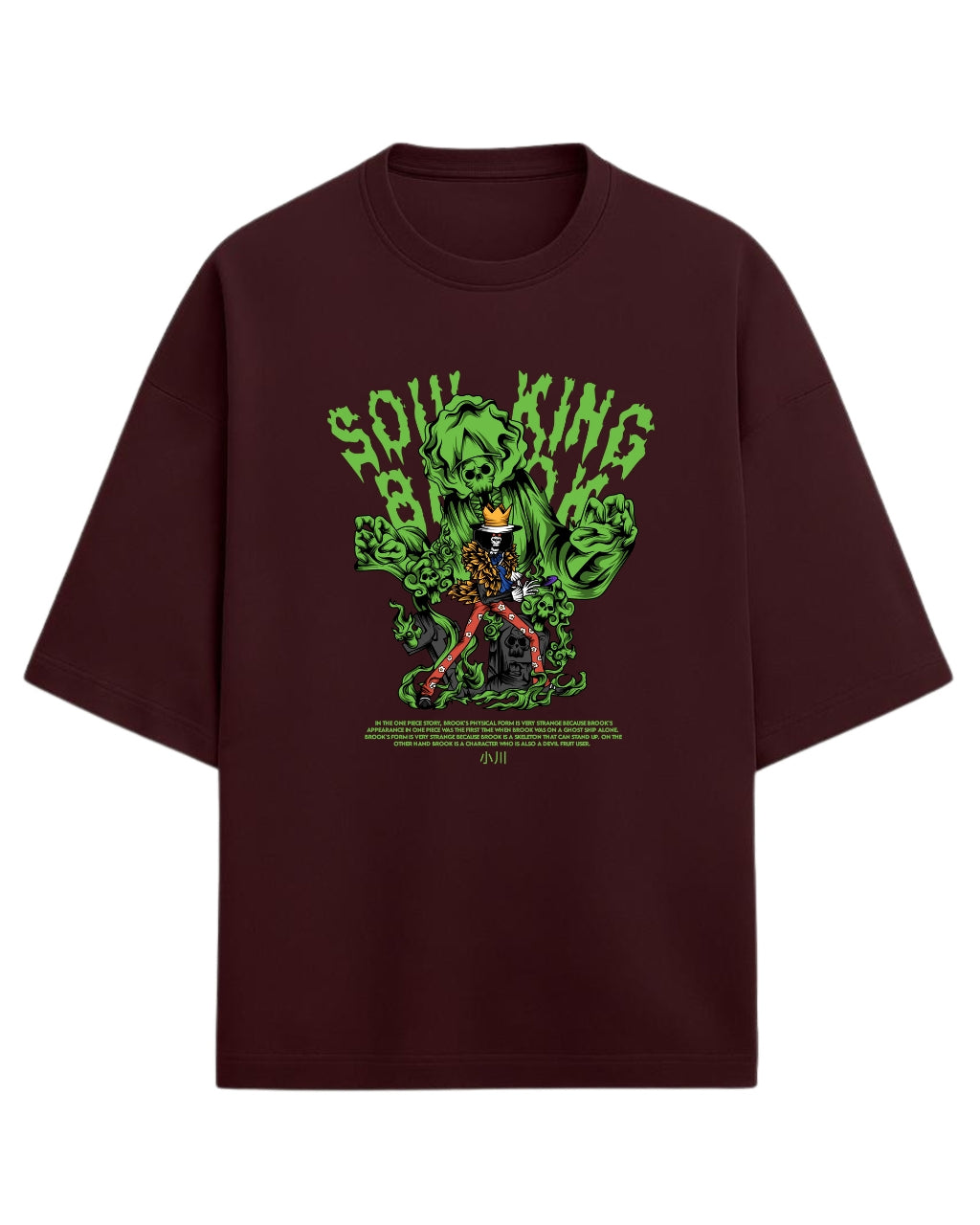 Brook Soul King Oversized Tees | One Piece Anime Graphic Tee | Premium 260 GSM Cotton Blend