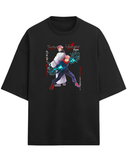 Yuji & Sukuna “Dual Souls” Oversized T-Shirt | Jujutsu Kaisen Graphic Tee | Premium 260 GSM Cotton