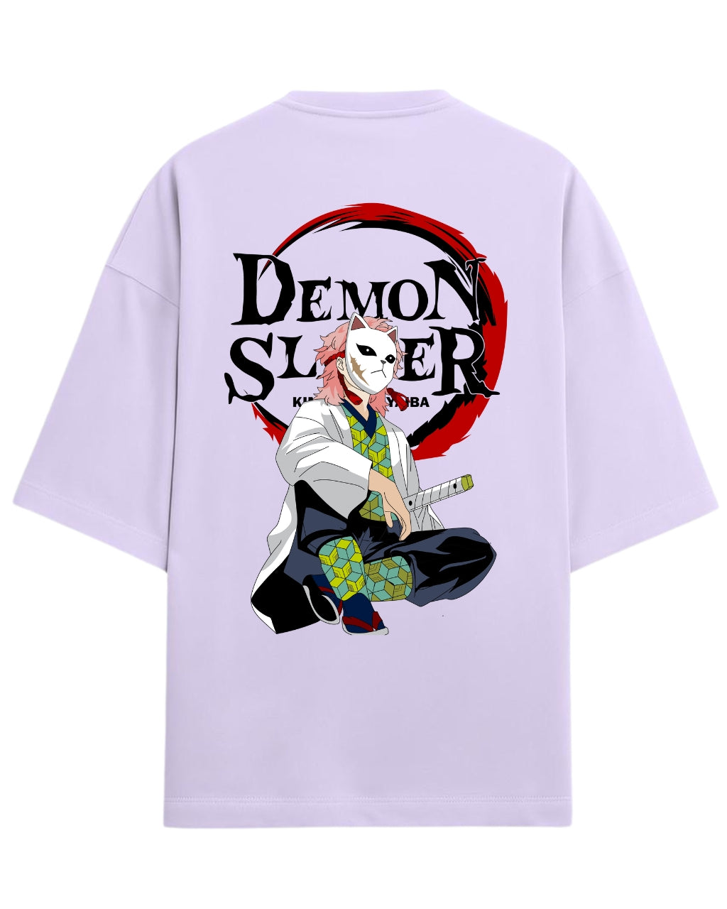 Sabito Fox Mask Oversized T-Shirt | Demon Slayer Anime Graphic Tee | Premium 260 GSM Cotton