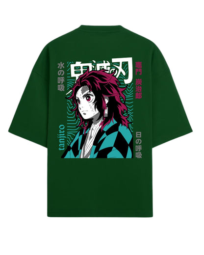 Tanjiro Kamado Water & Sun Breathing Oversized T-Shirt | Demon Slayer Graphic Tee | Premium 260 GSM Cotton