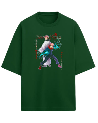 Yuji & Sukuna “Dual Souls” Oversized T-Shirt | Jujutsu Kaisen Graphic Tee | Premium 260 GSM Cotton