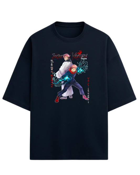 Yuji & Sukuna “Dual Souls” Oversized T-Shirt | Jujutsu Kaisen Graphic Tee | Premium 260 GSM Cotton