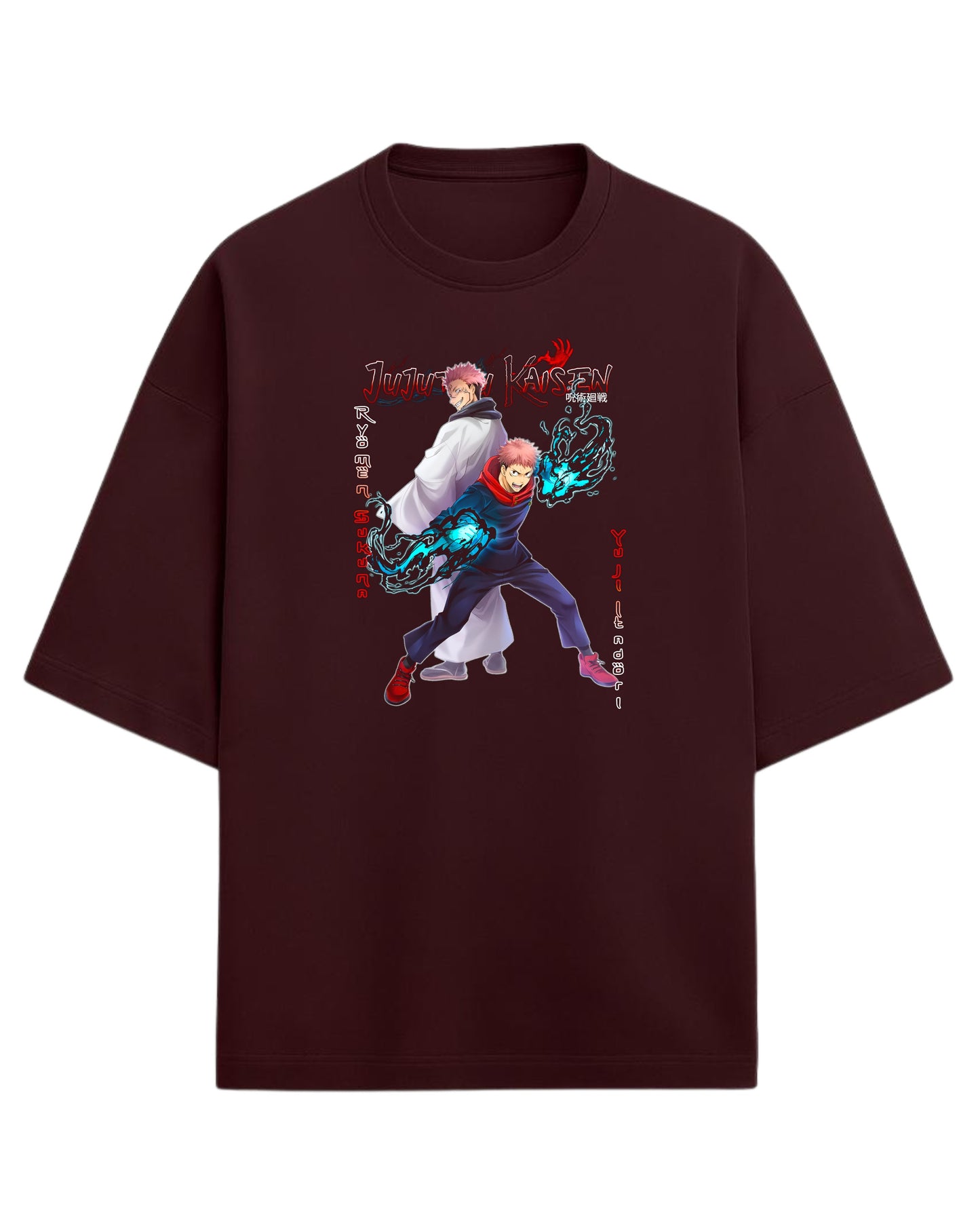 Yuji & Sukuna “Dual Souls” Oversized T-Shirt | Jujutsu Kaisen Graphic Tee | Premium 260 GSM Cotton
