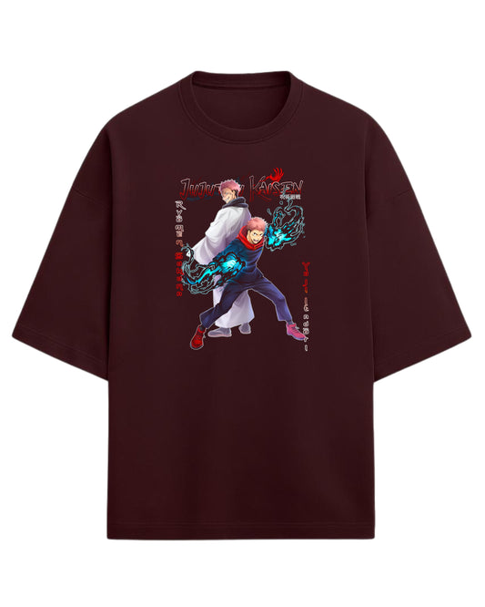 Yuji & Sukuna “Dual Souls” Oversized T-Shirt | Jujutsu Kaisen Graphic Tee | Premium 260 GSM Cotton