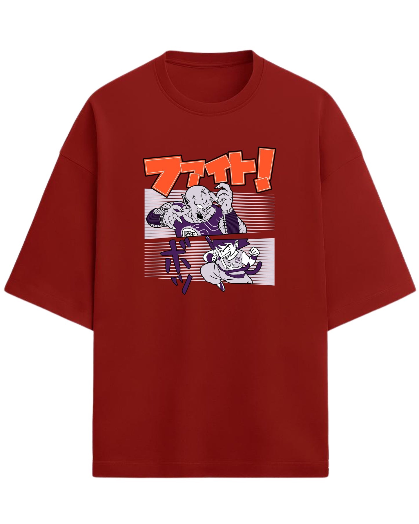 Dragon Ball Fight Scene Oversized Tees | Dragon Ball Z Anime Graphic Tee | Premium 260 GSM Cotton Blend