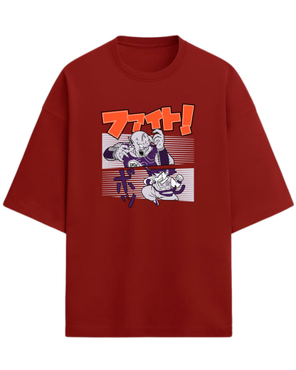 Dragon Ball Fight Scene Oversized Tees | Dragon Ball Z Anime Graphic Tee | Premium 260 GSM Cotton Blend