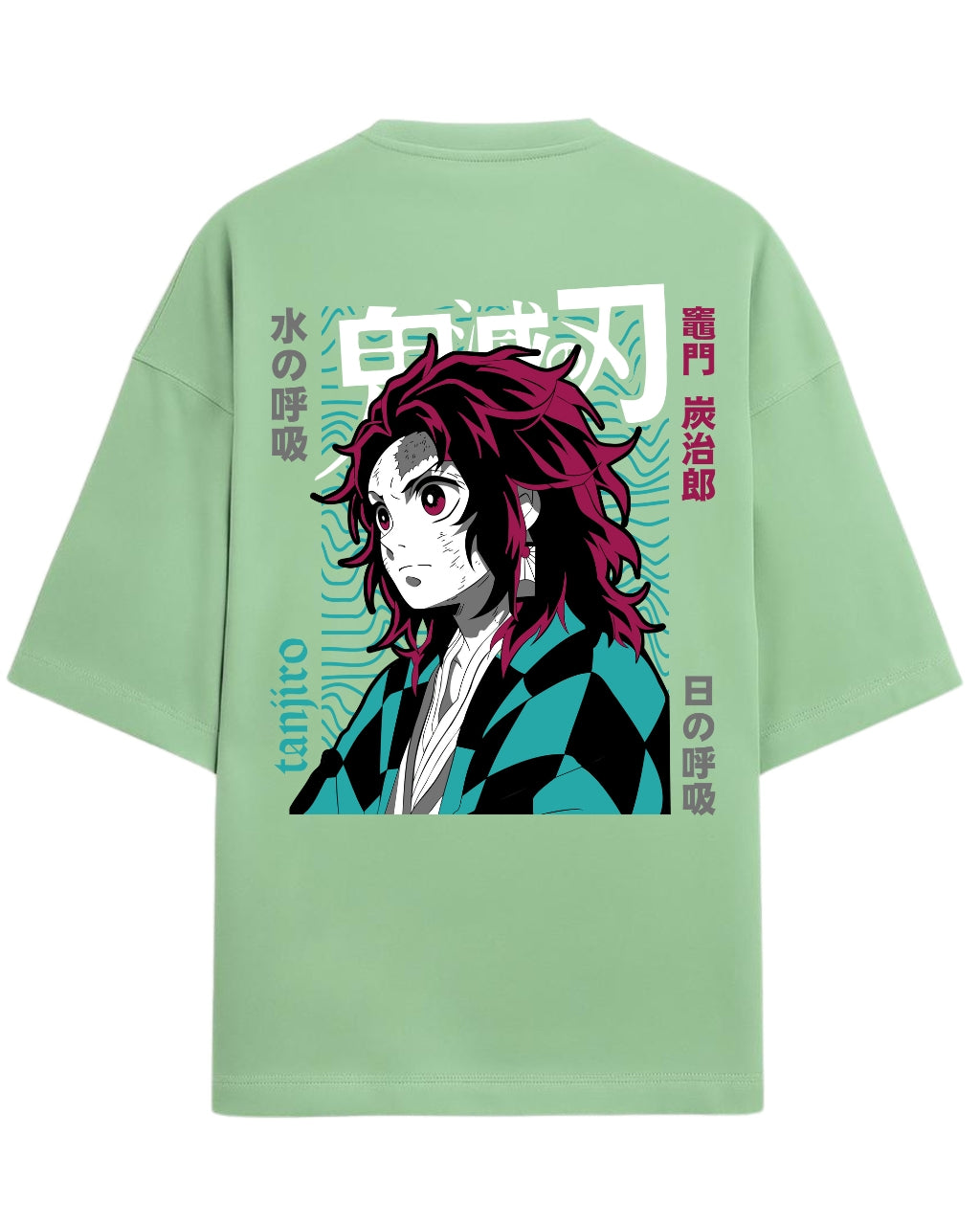 Tanjiro Kamado Water & Sun Breathing Oversized T-Shirt | Demon Slayer Graphic Tee | Premium 260 GSM Cotton