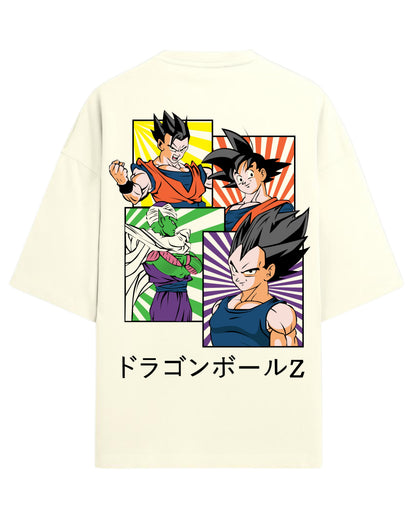 Dragon Ball Z Heroes Oversized T-Shirt | Goku, Vegeta, Gohan & Piccolo Graphic Tee | Premium 260 GSM Cotton Blend