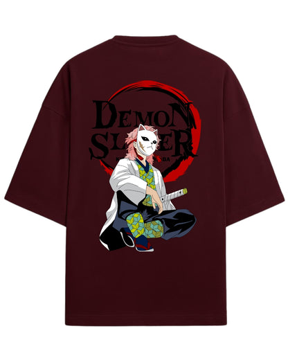 Sabito Fox Mask Oversized T-Shirt | Demon Slayer Anime Graphic Tee | Premium 260 GSM Cotton
