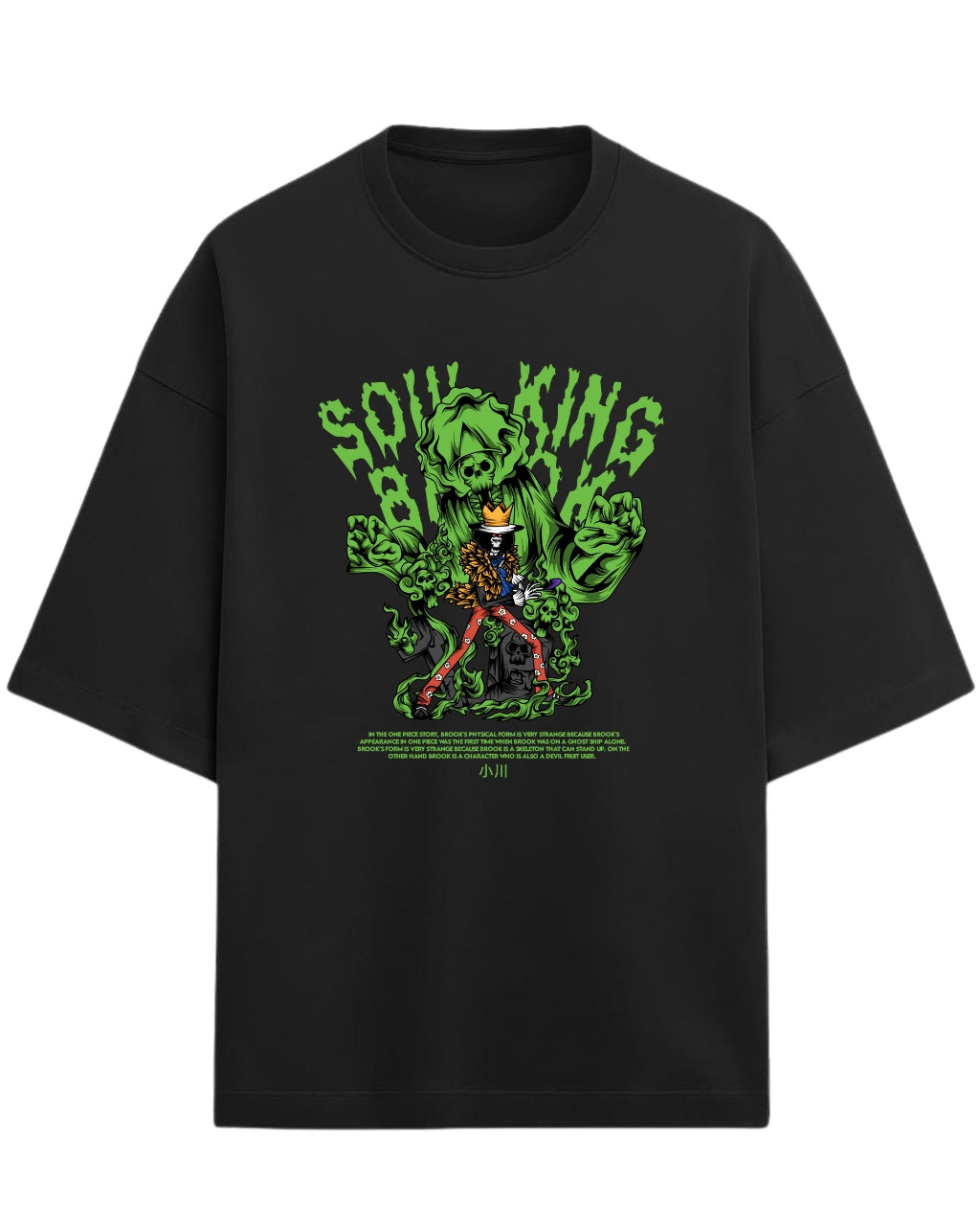 Brook Soul King Oversized Tees | One Piece Anime Graphic Tee | Premium 260 GSM Cotton Blend