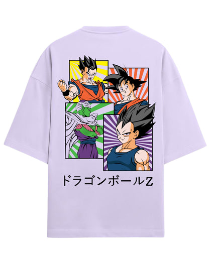 Dragon Ball Z Heroes Oversized T-Shirt | Goku, Vegeta, Gohan & Piccolo Graphic Tee | Premium 260 GSM Cotton Blend