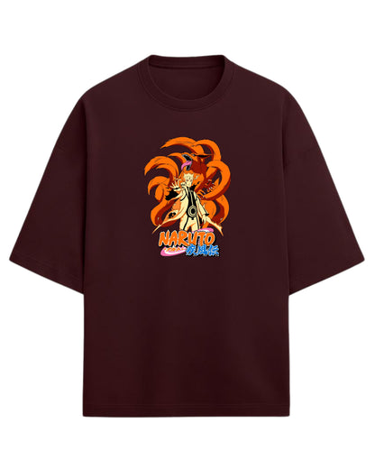 Naruto “Kurama Mode” Oversized T-Shirt | Naruto Shippuden Graphic Tee | Premium 260 GSM Cotton