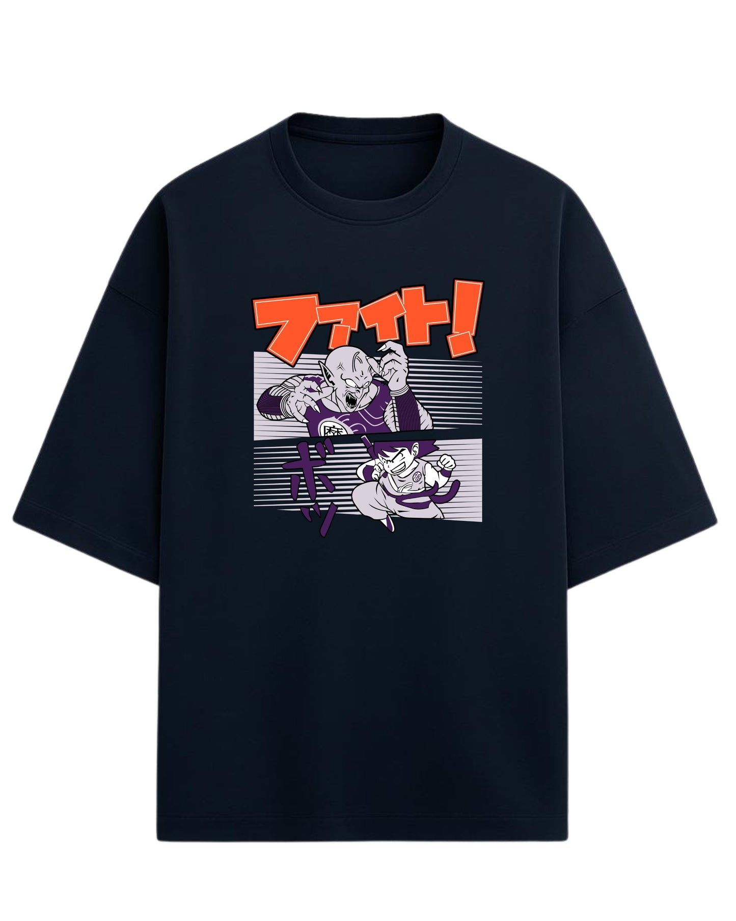 Dragon Ball Fight Scene Oversized Tees | Dragon Ball Z Anime Graphic Tee | Premium 260 GSM Cotton Blend