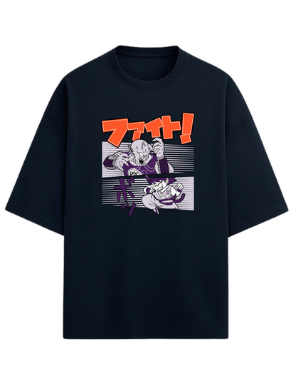 Dragon Ball Fight Scene Oversized Tees | Dragon Ball Z Anime Graphic Tee | Premium 260 GSM Cotton Blend