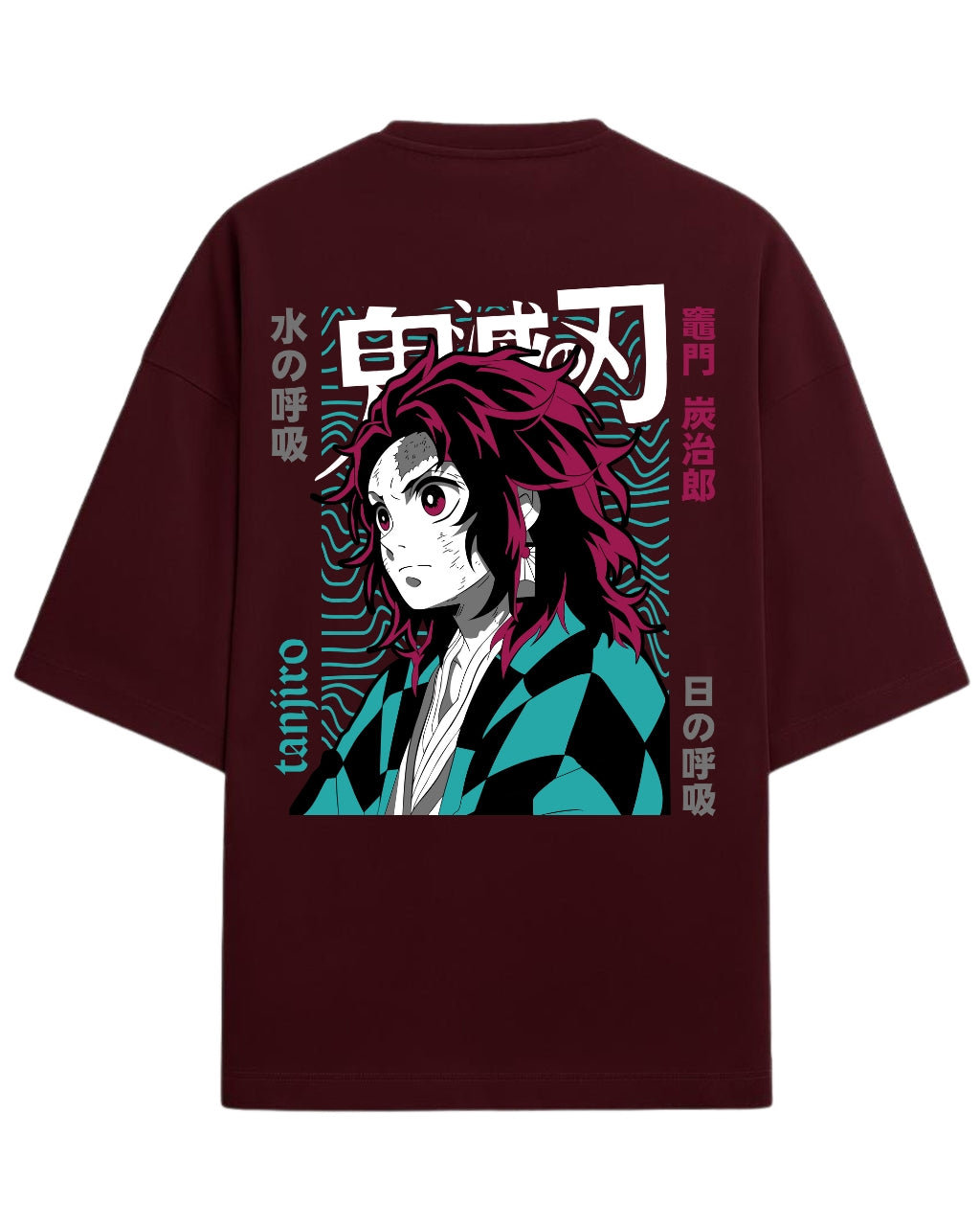Tanjiro Kamado Water & Sun Breathing Oversized T-Shirt | Demon Slayer Graphic Tee | Premium 260 GSM Cotton