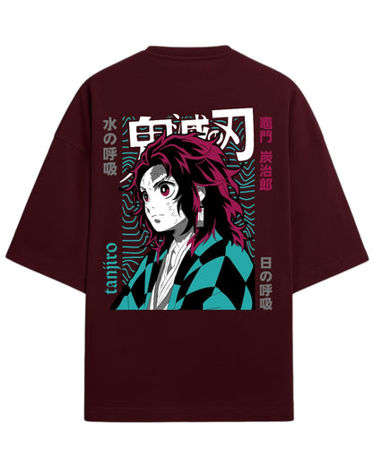 Tanjiro Kamado Water & Sun Breathing Oversized T-Shirt | Demon Slayer Graphic Tee | Premium 260 GSM Cotton