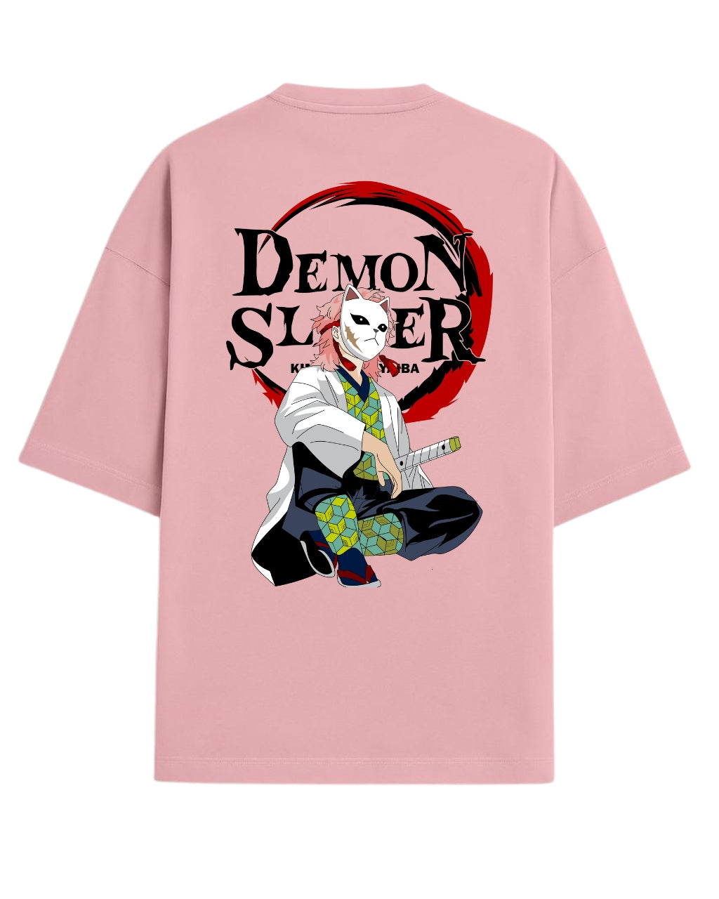 Sabito Fox Mask Oversized T-Shirt | Demon Slayer Anime Graphic Tee | Premium 260 GSM Cotton