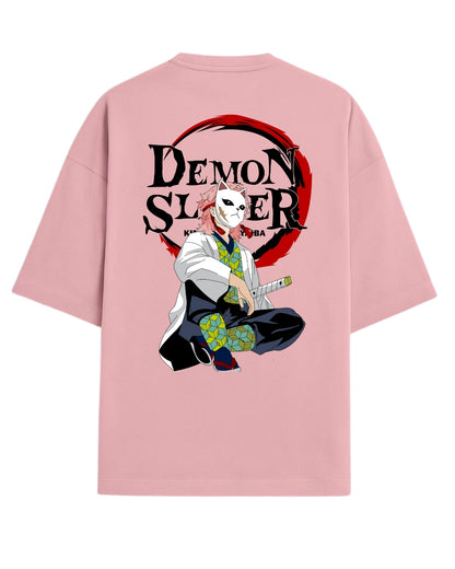 Sabito Fox Mask Oversized T-Shirt | Demon Slayer Anime Graphic Tee | Premium 260 GSM Cotton