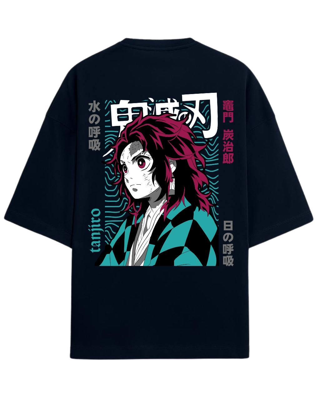 Tanjiro Kamado Water & Sun Breathing Oversized T-Shirt | Demon Slayer Graphic Tee | Premium 260 GSM Cotton