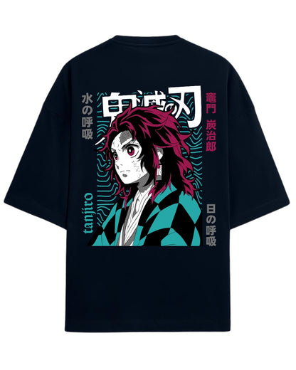 Tanjiro Kamado Water & Sun Breathing Oversized T-Shirt | Demon Slayer Graphic Tee | Premium 260 GSM Cotton