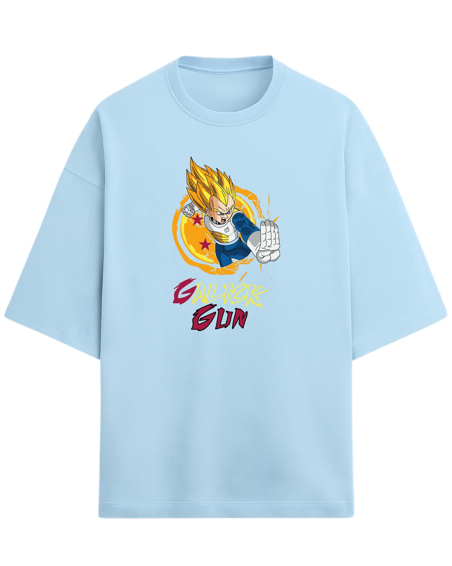 Vegeta Galick Gun Oversized Tees | Dragon Ball Z Graphic Tee | Premium 260 GSM Cotton Blend