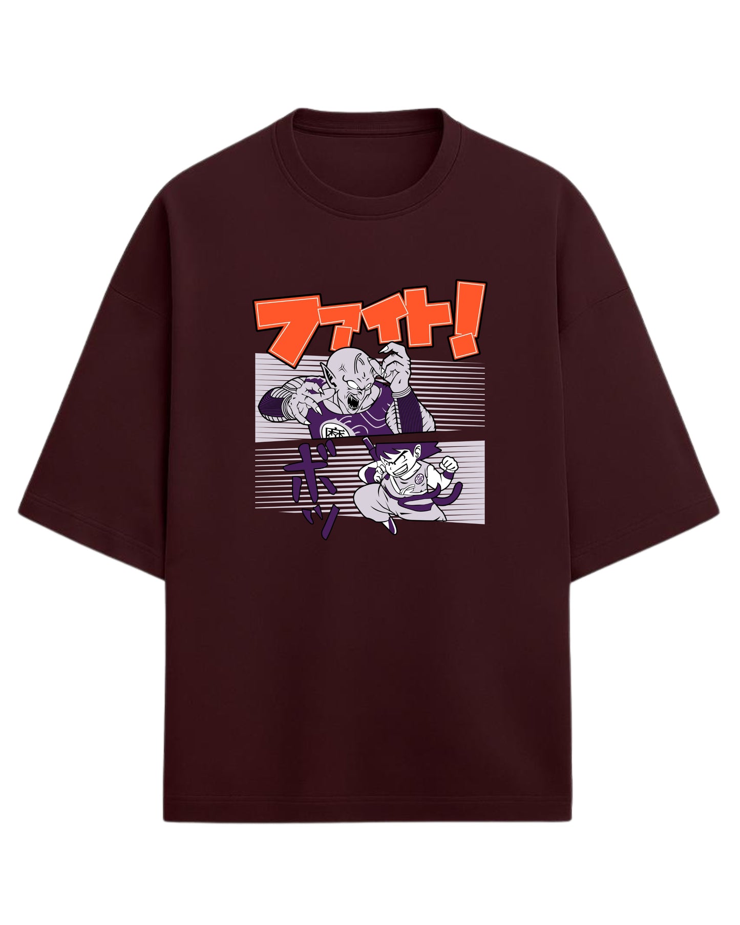 Dragon Ball Fight Scene Oversized Tees | Dragon Ball Z Anime Graphic Tee | Premium 260 GSM Cotton Blend