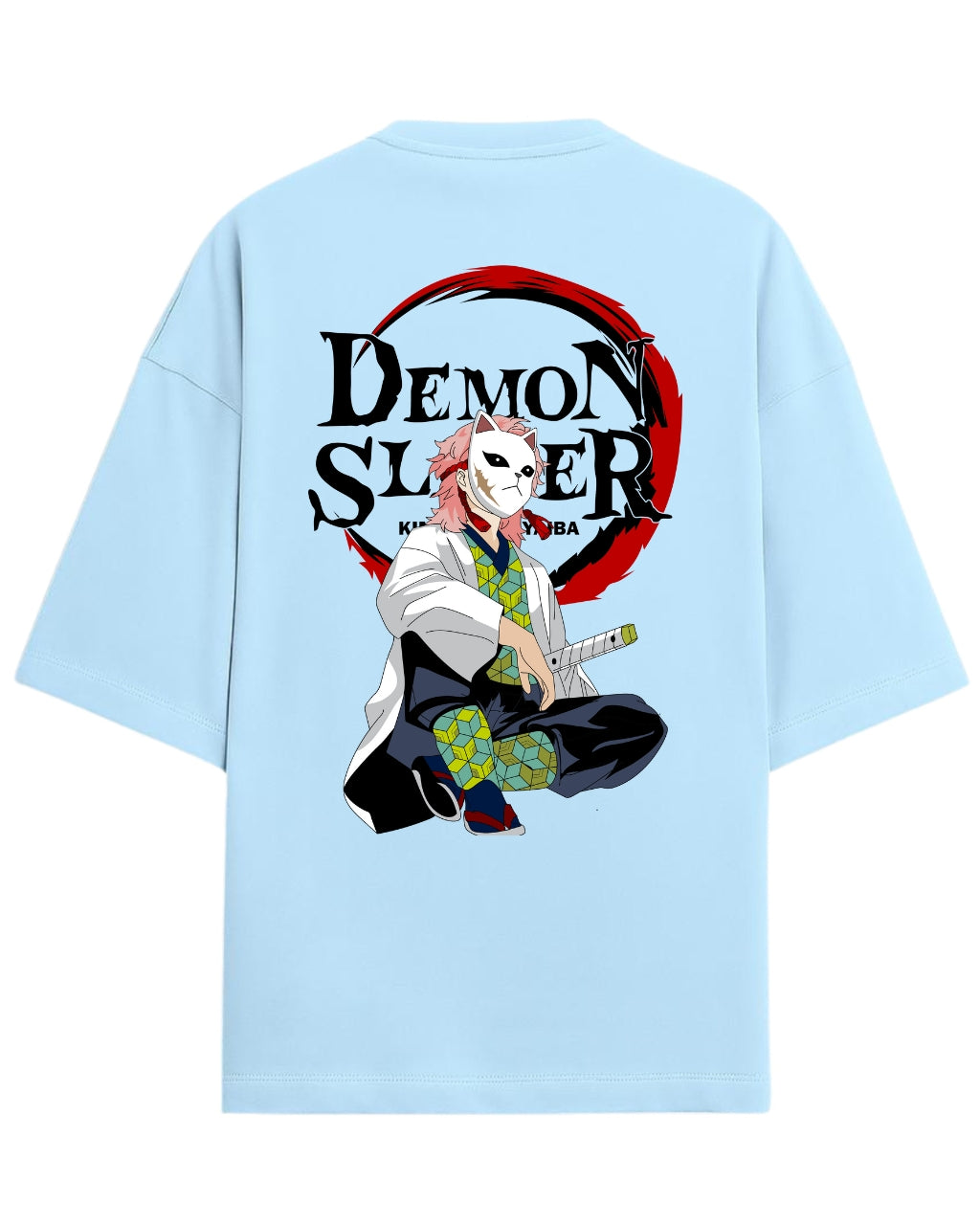 Sabito Fox Mask Oversized T-Shirt | Demon Slayer Anime Graphic Tee | Premium 260 GSM Cotton