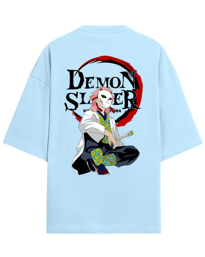Sabito Fox Mask Oversized T-Shirt | Demon Slayer Anime Graphic Tee | Premium 260 GSM Cotton