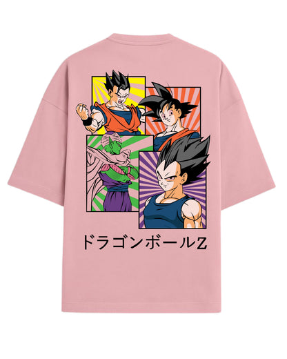 Dragon Ball Z Heroes Oversized T-Shirt | Goku, Vegeta, Gohan & Piccolo Graphic Tee | Premium 260 GSM Cotton Blend