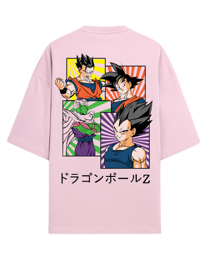 Dragon Ball Z Heroes Oversized T-Shirt | Goku, Vegeta, Gohan & Piccolo Graphic Tee | Premium 260 GSM Cotton Blend