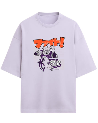 Dragon Ball Fight Scene Oversized Tees | Dragon Ball Z Anime Graphic Tee | Premium 260 GSM Cotton Blend