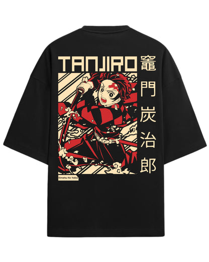 Tanjiro Kamado Oversized T-Shirt | Demon Slayer Anime Graphic Tee | Premium 260 GSM Cotton Blend