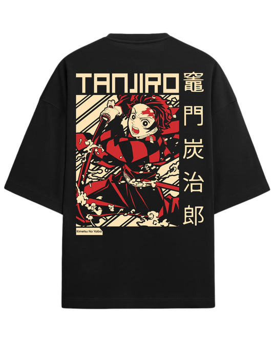 Tanjiro Kamado Oversized T-Shirt | Demon Slayer Anime Graphic Tee | Premium 260 GSM Cotton Blend
