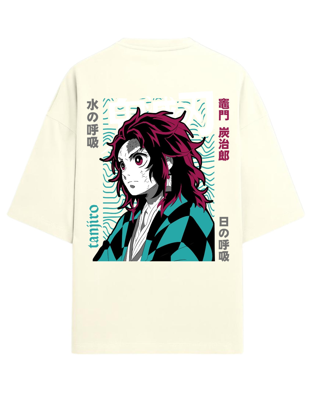 Tanjiro Kamado Water & Sun Breathing Oversized T-Shirt | Demon Slayer Graphic Tee | Premium 260 GSM Cotton