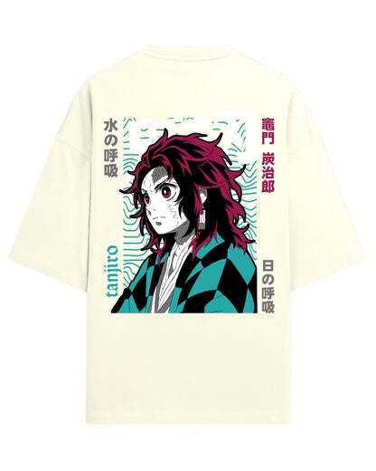 Tanjiro Kamado Water & Sun Breathing Oversized T-Shirt | Demon Slayer Graphic Tee | Premium 260 GSM Cotton
