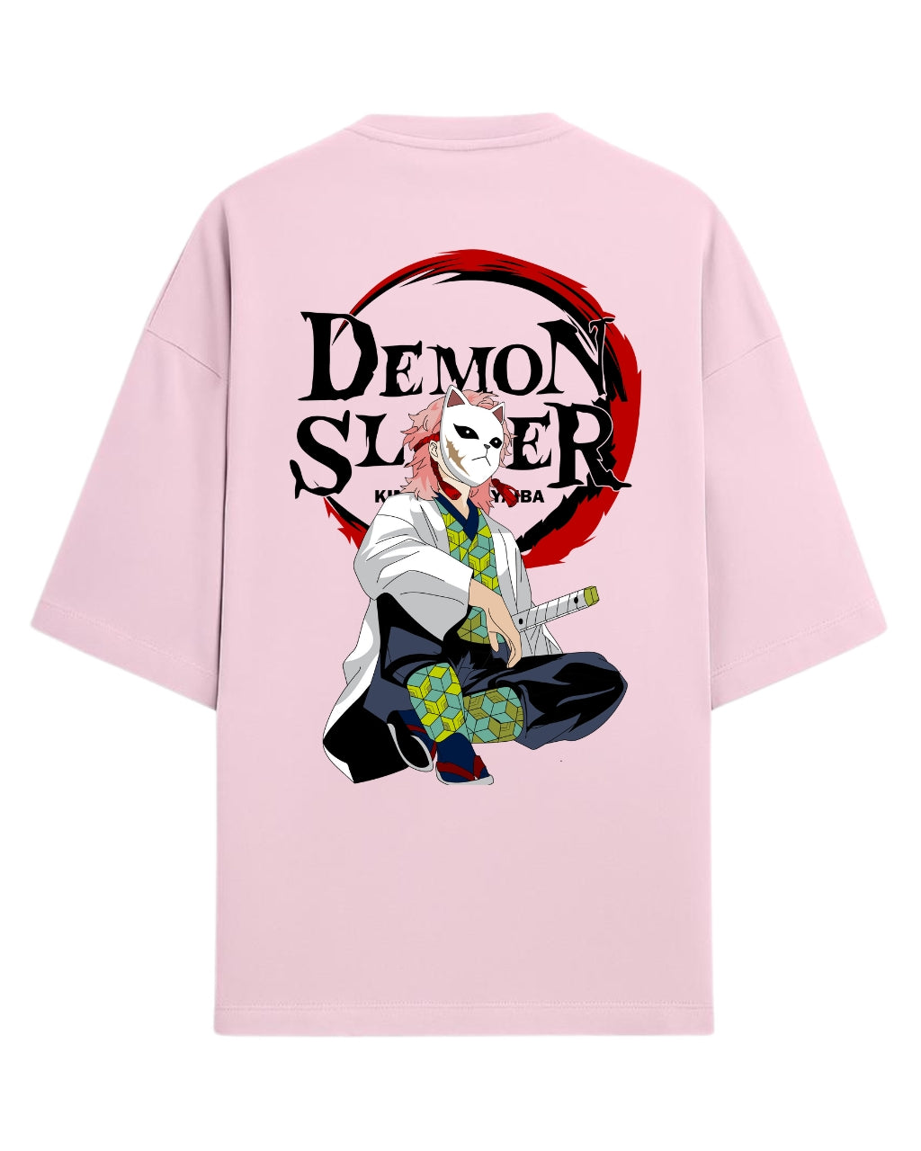 Sabito Fox Mask Oversized T-Shirt | Demon Slayer Anime Graphic Tee | Premium 260 GSM Cotton