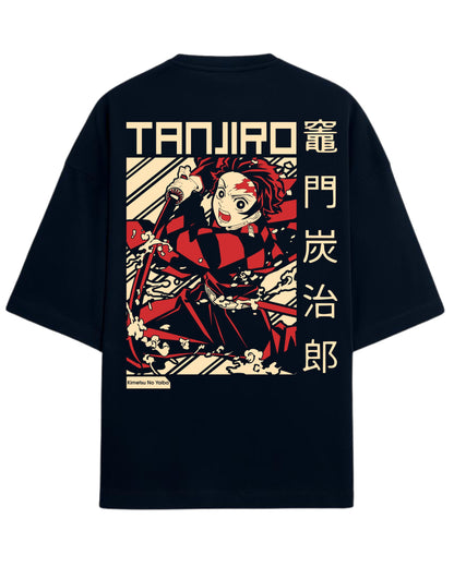 Tanjiro Kamado Oversized T-Shirt | Demon Slayer Anime Graphic Tee | Premium 260 GSM Cotton Blend