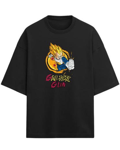 Vegeta Galick Gun Oversized Tees | Dragon Ball Z Graphic Tee | Premium 260 GSM Cotton Blend