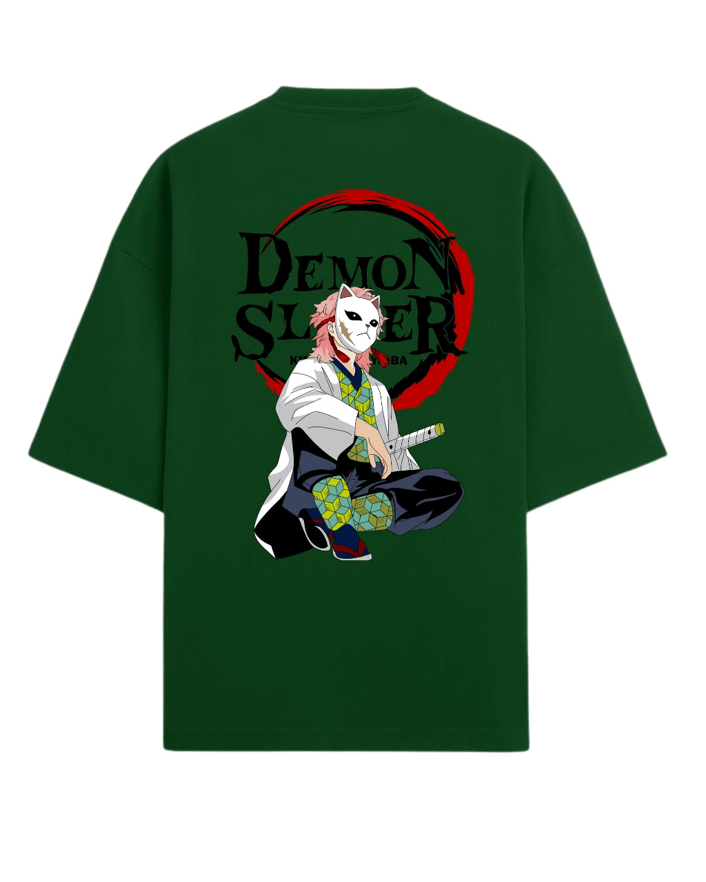 Sabito Fox Mask Oversized T-Shirt | Demon Slayer Anime Graphic Tee | Premium 260 GSM Cotton