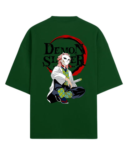 Sabito Fox Mask Oversized T-Shirt | Demon Slayer Anime Graphic Tee | Premium 260 GSM Cotton