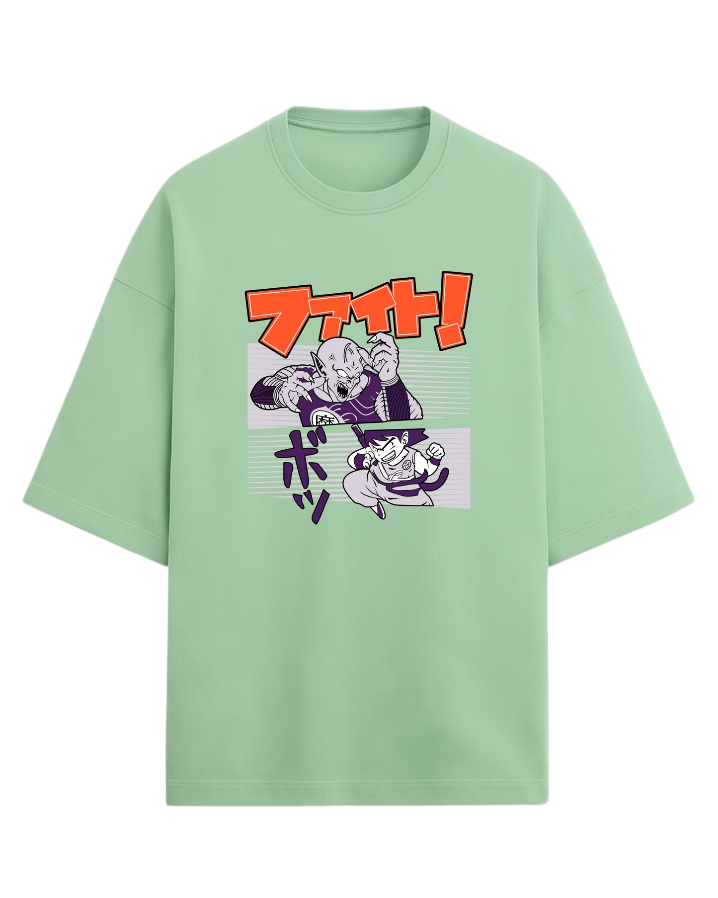Dragon Ball Fight Scene Oversized Tees | Dragon Ball Z Anime Graphic Tee | Premium 260 GSM Cotton Blend