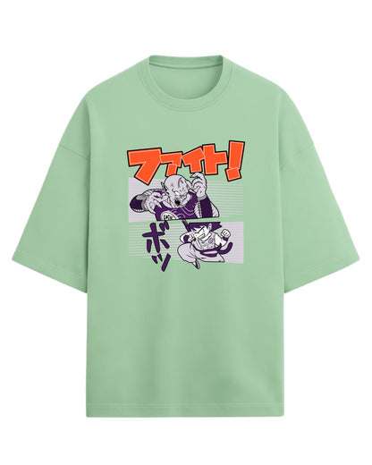 Dragon Ball Fight Scene Oversized Tees | Dragon Ball Z Anime Graphic Tee | Premium 260 GSM Cotton Blend