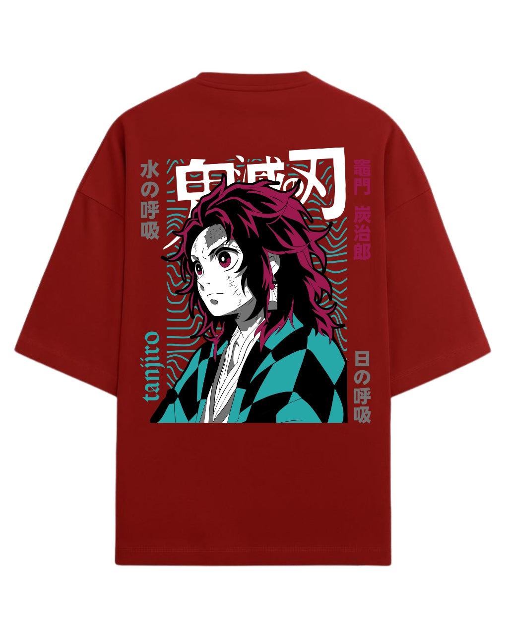 Tanjiro Kamado Water & Sun Breathing Oversized T-Shirt | Demon Slayer Graphic Tee | Premium 260 GSM Cotton