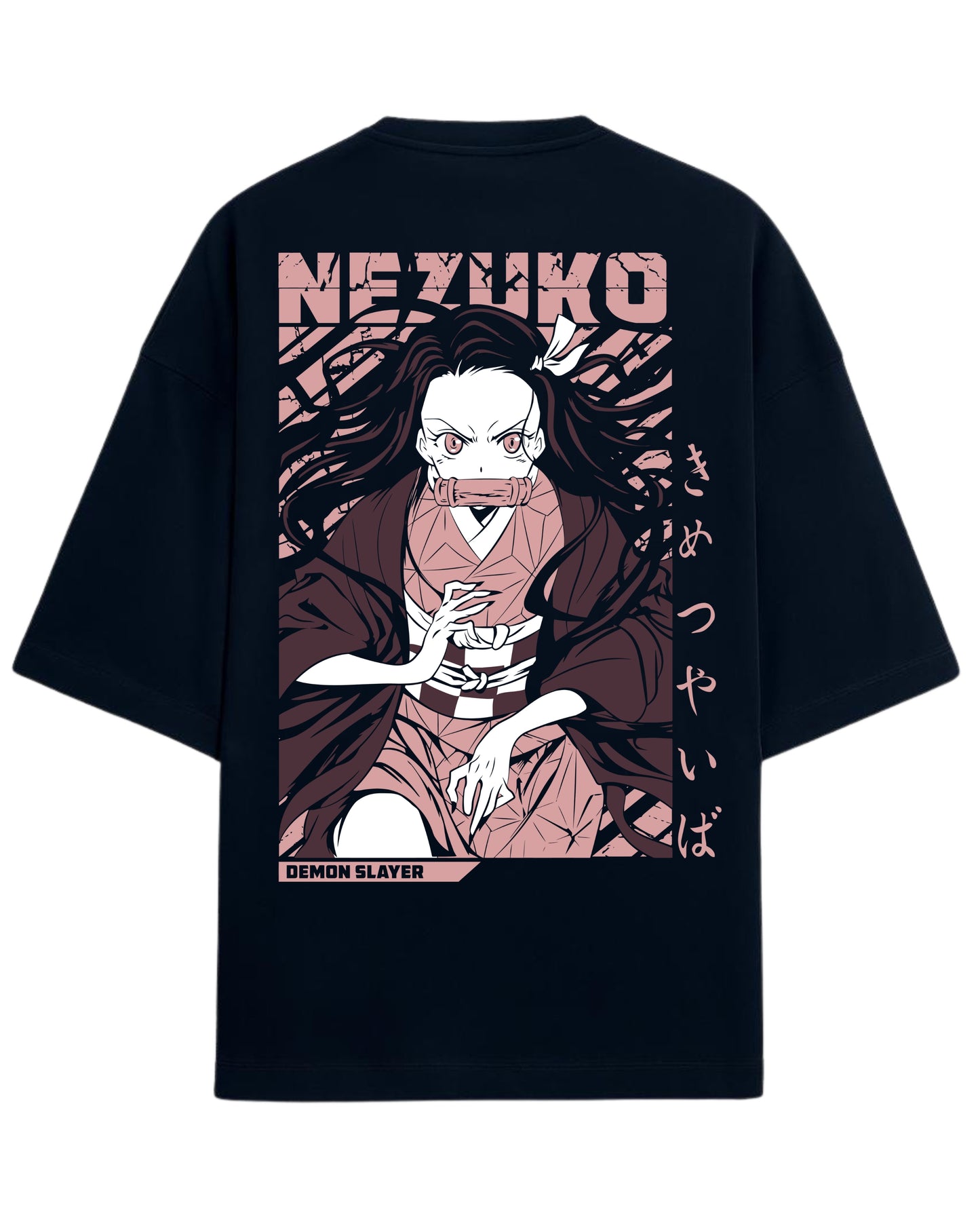 Nezuko Kamado Oversized T-Shirt | Demon Slayer Anime Graphic Tee | Premium 260 GSM Cotton Blend