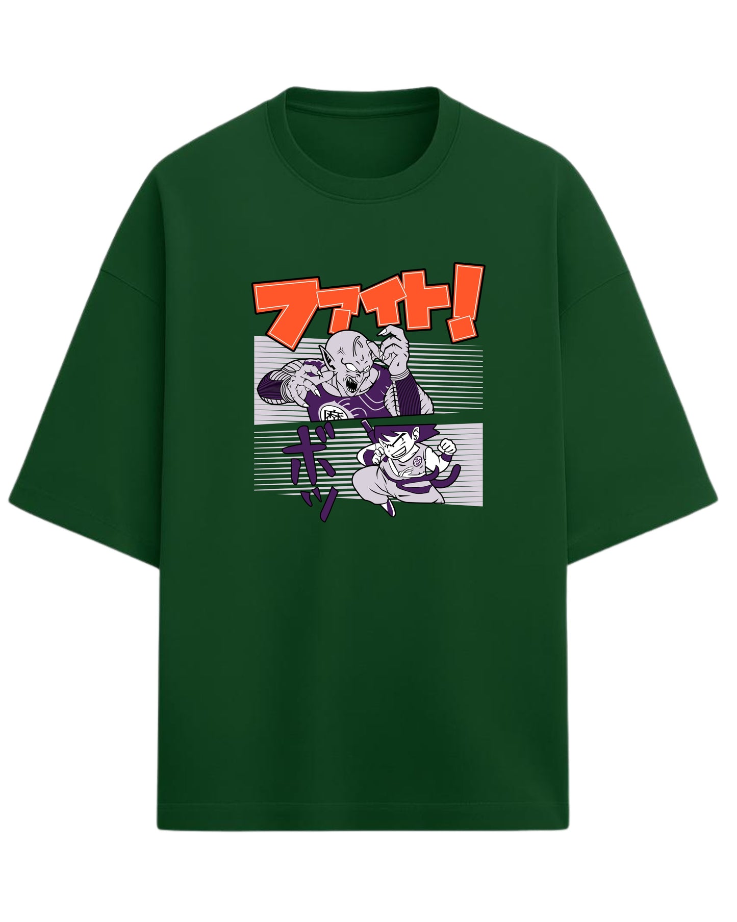 Dragon Ball Fight Scene Oversized Tees | Dragon Ball Z Anime Graphic Tee | Premium 260 GSM Cotton Blend