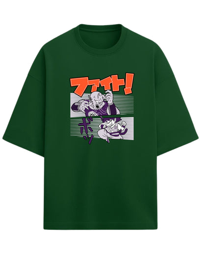 Dragon Ball Fight Scene Oversized Tees | Dragon Ball Z Anime Graphic Tee | Premium 260 GSM Cotton Blend