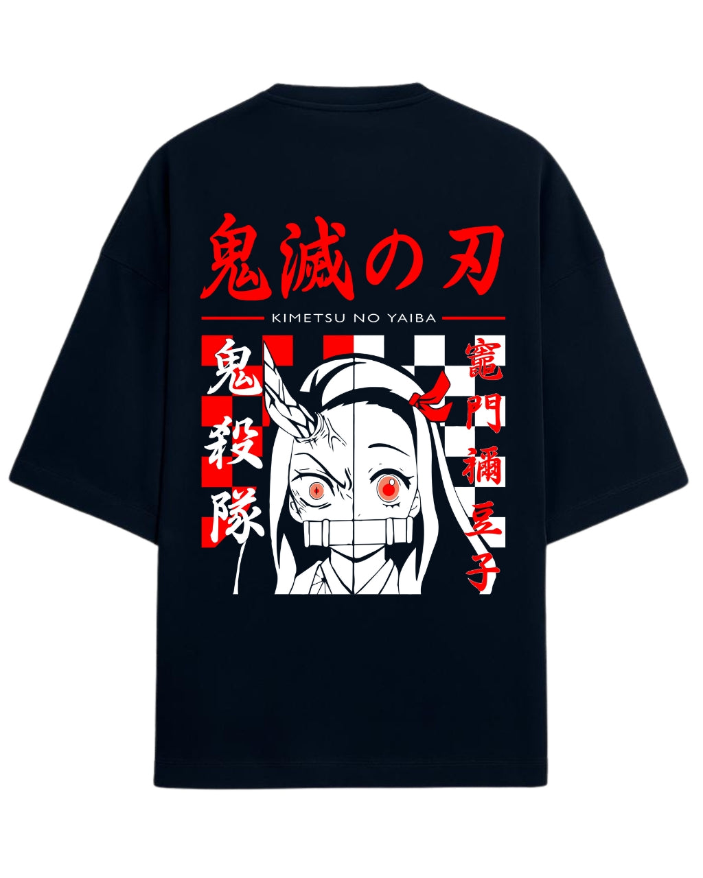 Nezuko Kamado Demon Form Oversized T-Shirt | Kimetsu no Yaiba Graphic Tee | Premium 260 GSM Cotton
