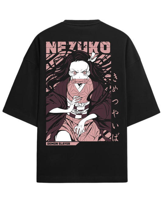 Nezuko Kamado Oversized T-Shirt | Demon Slayer Anime Graphic Tee | Premium 260 GSM Cotton Blend