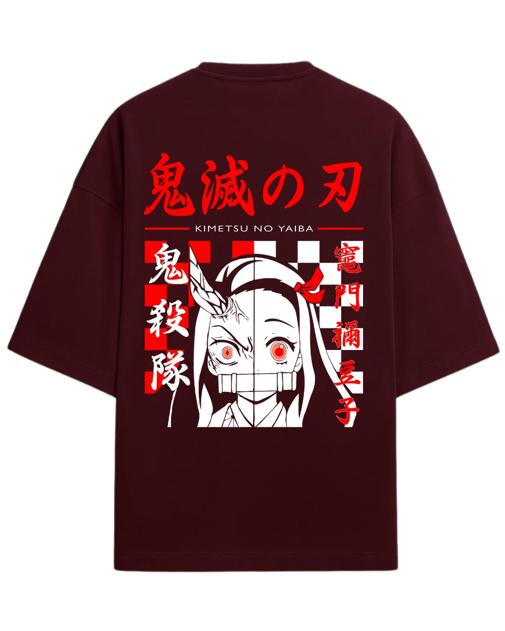 Nezuko Kamado Demon Form Oversized T-Shirt | Kimetsu no Yaiba Graphic Tee | Premium 260 GSM Cotton