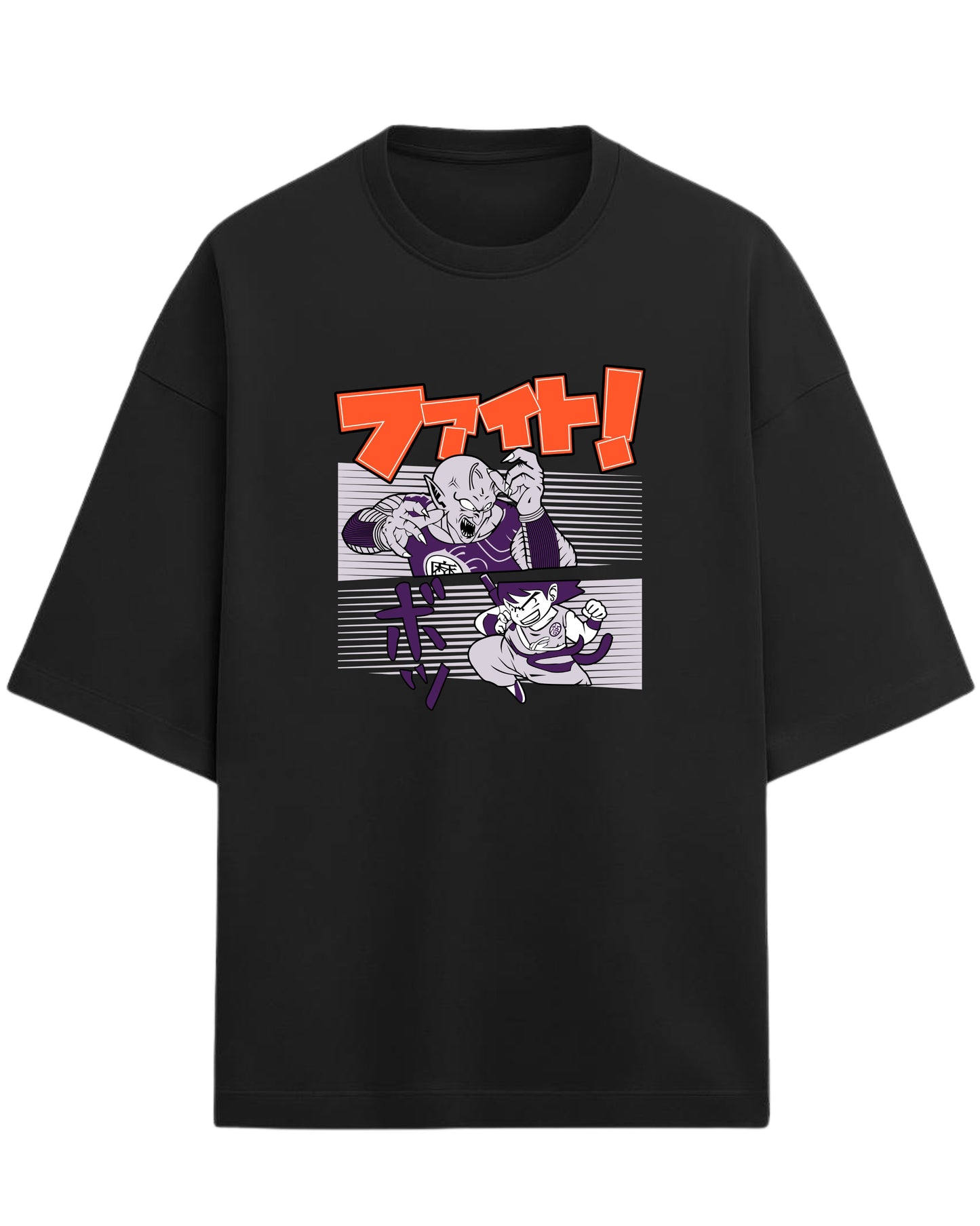 Dragon Ball Fight Scene Oversized Tees | Dragon Ball Z Anime Graphic Tee | Premium 260 GSM Cotton Blend